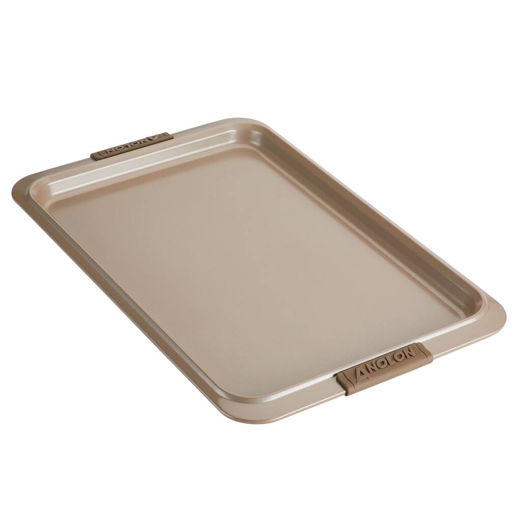 Anolon Advanced Bakeware Nonstick Baking Sheet Pan with Silicone Grips, 11-Inch x 17-Inch, Bronze