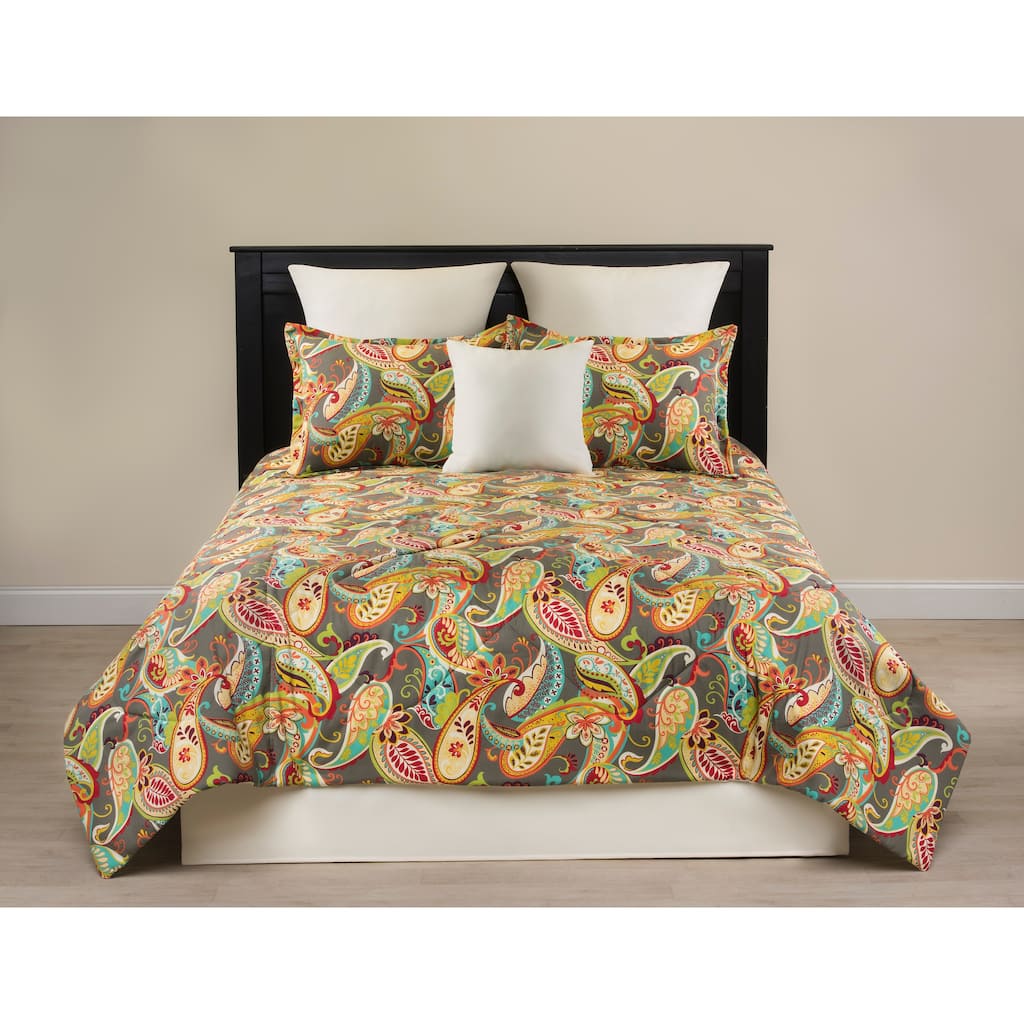 Whimsy grey paisley comforter set