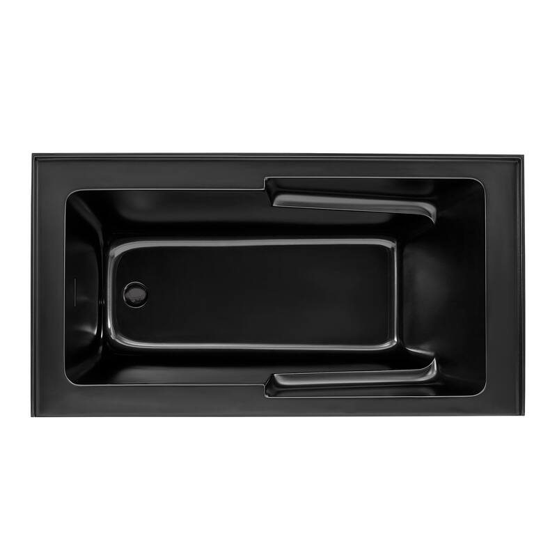 Voltaire 60 x 32 Left Drain Soaking Apron Bathtub in Black with Overflow, Drain