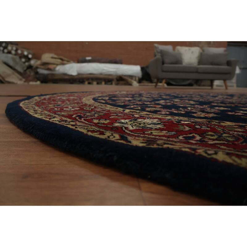 Hand Knotted Oriental 100% Wool Carpet Traditional Floral Black Agra Area Rug - 6' 8'' X 6' 7''