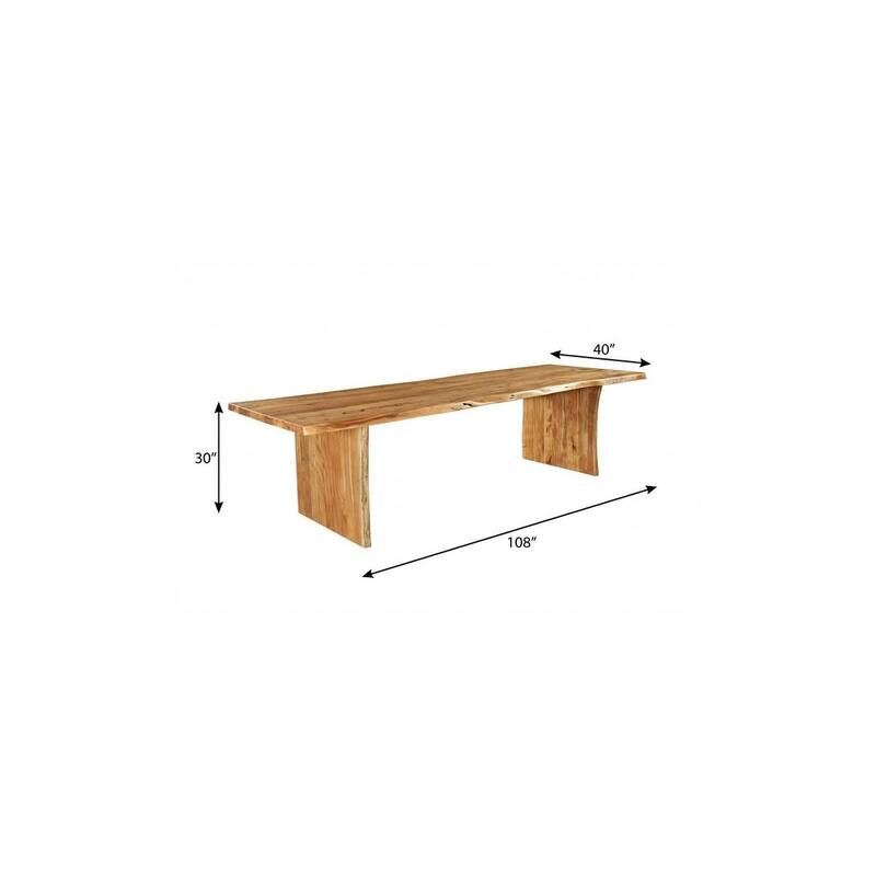 HomeRoots 108" Natural Solid Wood Live Edge Sled Base Dining Table - 108.00 in. x 30.00 in. x 40.00 in.