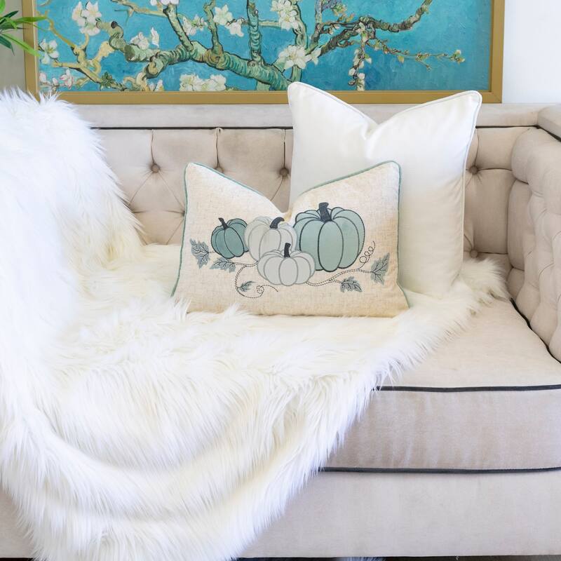 Embroidered Pumpkin Lumbar Throw Pillow