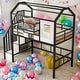 preview thumbnail 1 of 18, Metal Loft Bed with roof design and a storage box, Twin, Black Black