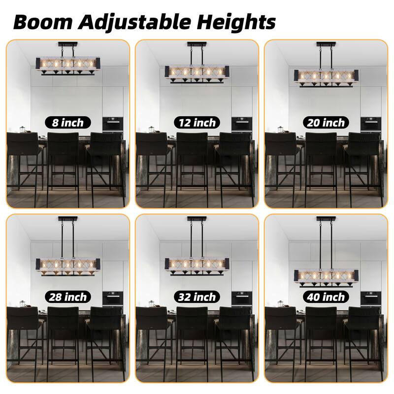 Noah 31.5 in. 5-Light Farmhouse Chandelier Light, Suitable for Living/Dining Room