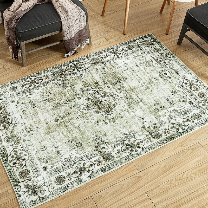 Vintage Non-Slip Machine Washable Area Rug - Rectangle 4' x 6'