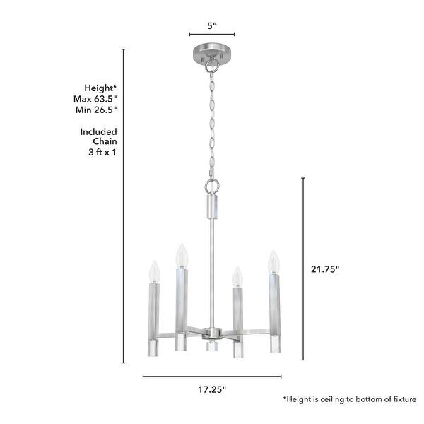 dimension image slide 0 of 2, Hunter Sunjai 4-Light Pendant - Entry, Bedroom, Kitchen - Candle, Geometric, Glam, Contemporary