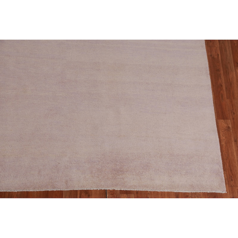 Lavender Striped Gabbeh Persian Area Rug Hand-Knotted Wool Carpet - 9'4" x 11'11"