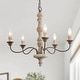 preview thumbnail 1 of 9, LALUZ Farmhouse 5-Light Wood Chandelier French Country Classic Candle Light