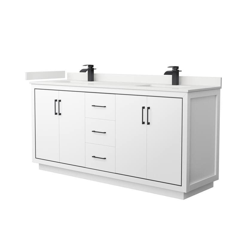 Wyndham Collection WCF111172D-QTZ-UNSMXX Icon 72" Free Standing Double - White / White Quartz Top / Matte Black Hardware