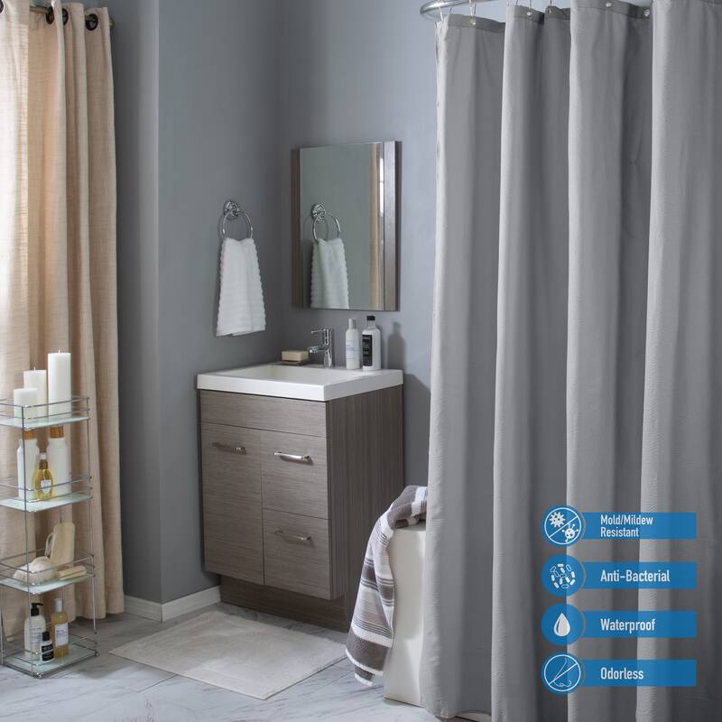 Bath Bliss Microfiber Soft Touch Seersucker Design Shower Curtain Liner