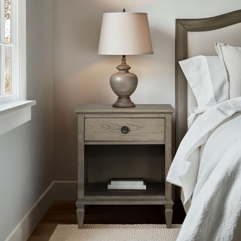 Madison Park Signature VIctoria One-Drawer Wood Nightstand with Shelf - Reclaimed Grey