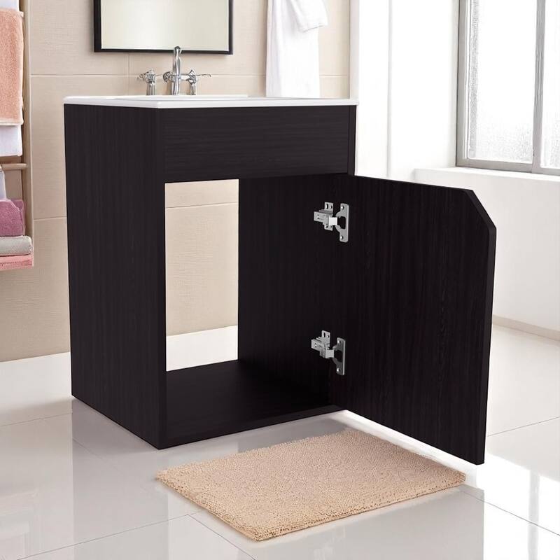 15.5" Bathroom Vanity with Integrated Sink - Compact Freestanding Cabinet with Storage for Small Bathrooms, No Faucet Included