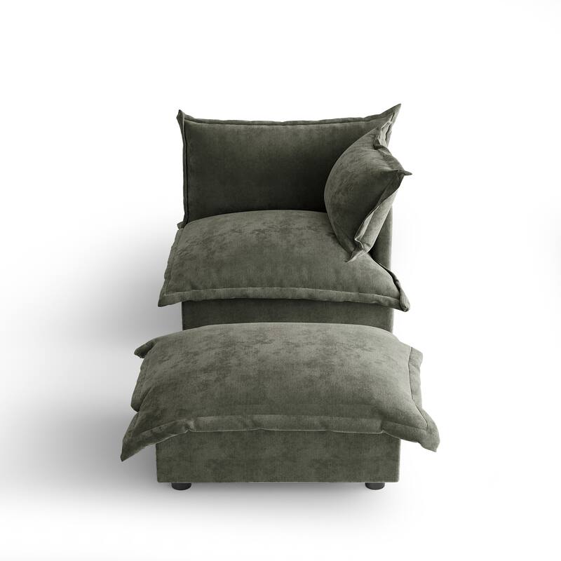 Modern Cloud Chaise Longue Accent Chair with Ottoman set