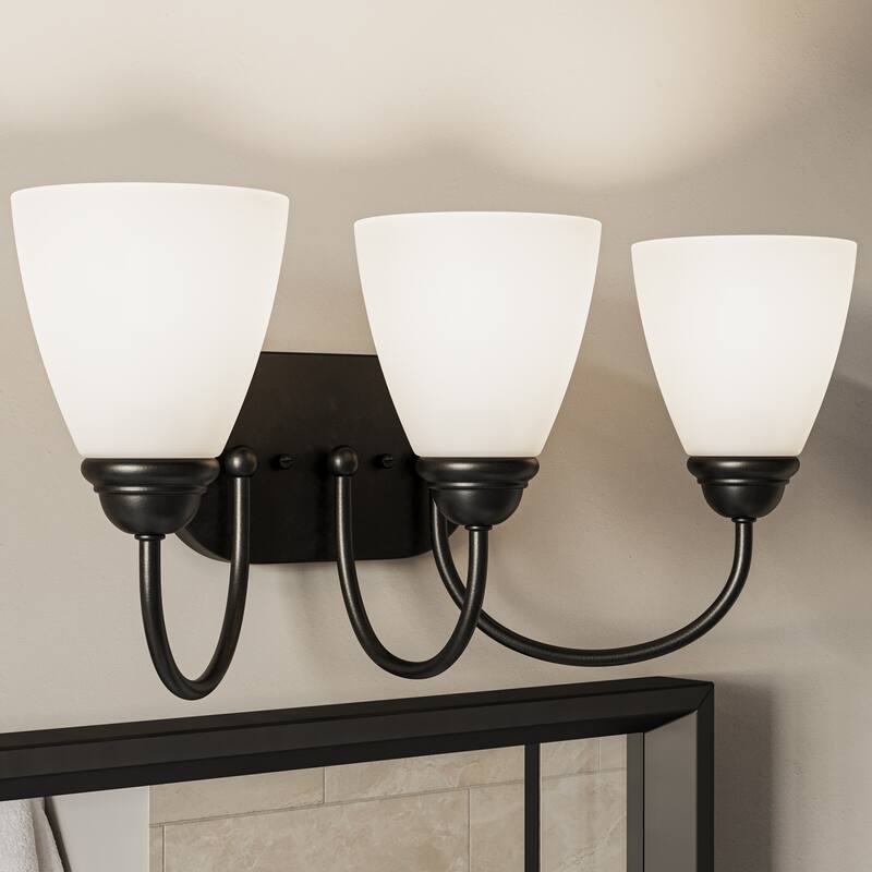 Kichler Lighting Jolie 3-Light Vanity Light with Satin Etched Glass in Black