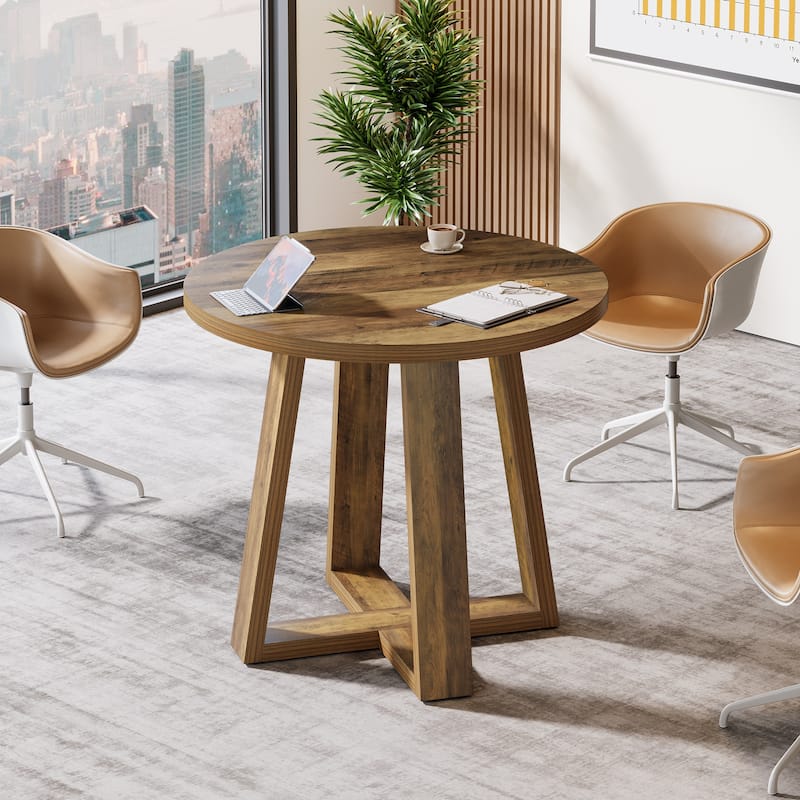 Round Conference Table for 2-4 People - Brown