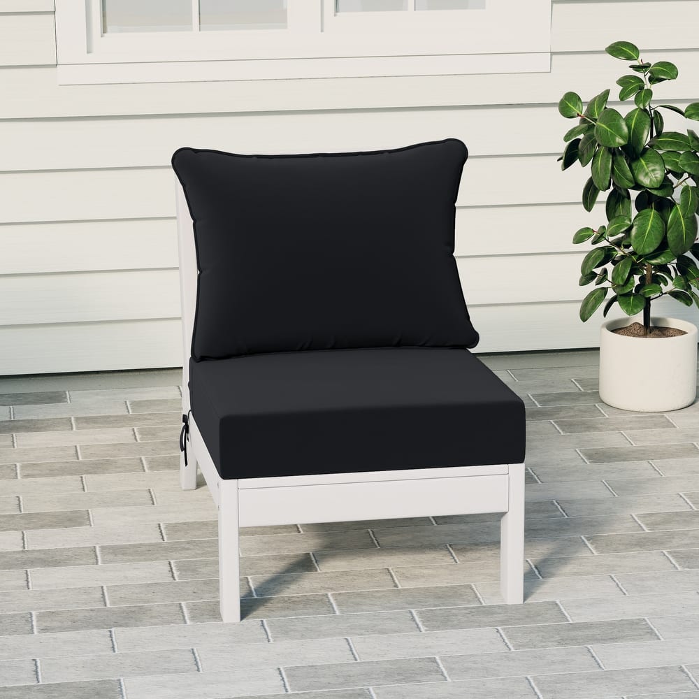 Birchwood All Weather HDPE Outdoor Patio Deep Seating White Armless Chair With Cushions (1-Piece)
