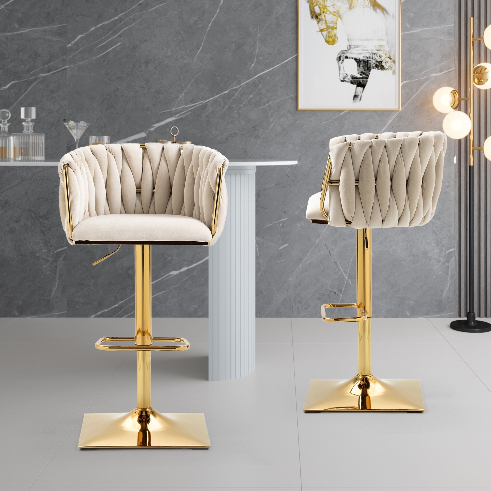 Ivory swivel best sale bar stools