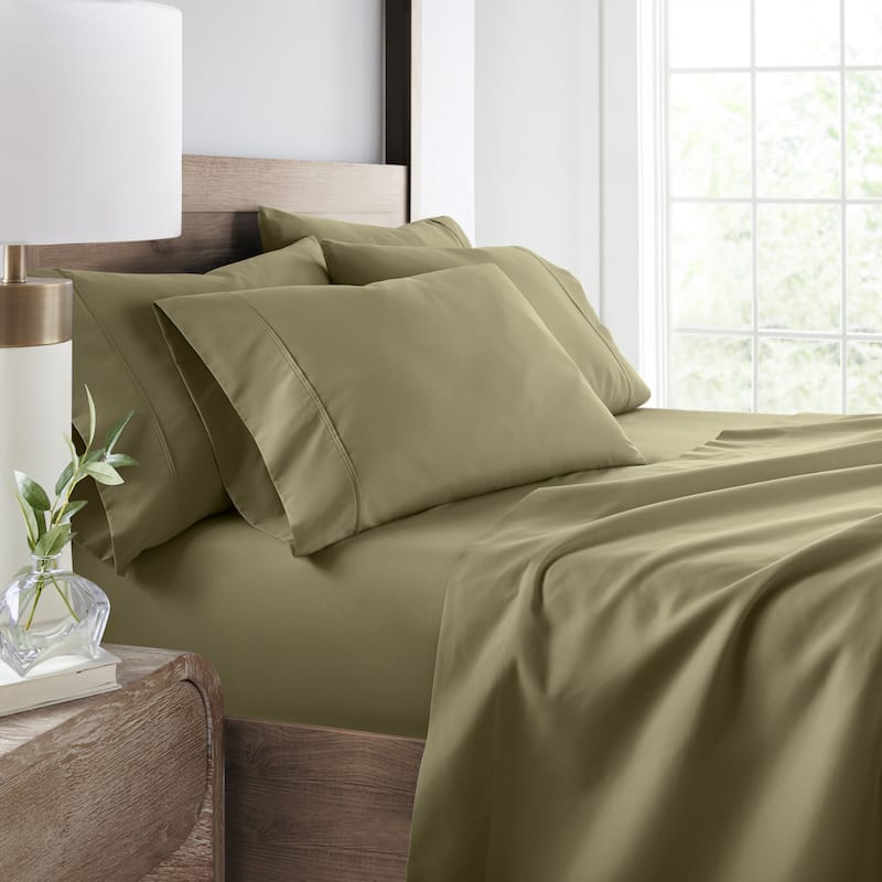 Becky Cameron Double Brushed Deep Pocket 6 Piece Sheet Set - Queen - Sage