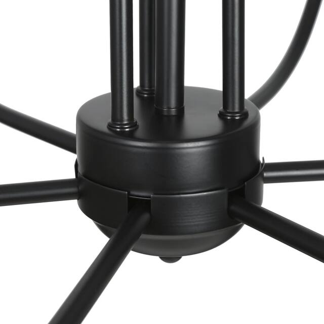 Farmhouse 9-Light 32 inch Black 2-tier Mid-Century Modern Candle Chandelier for Dining Room - D32"x H31"