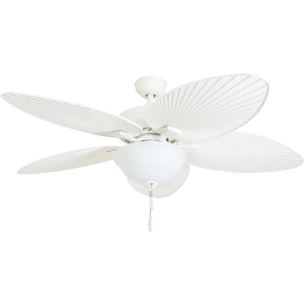 white palm ceiling fan with light