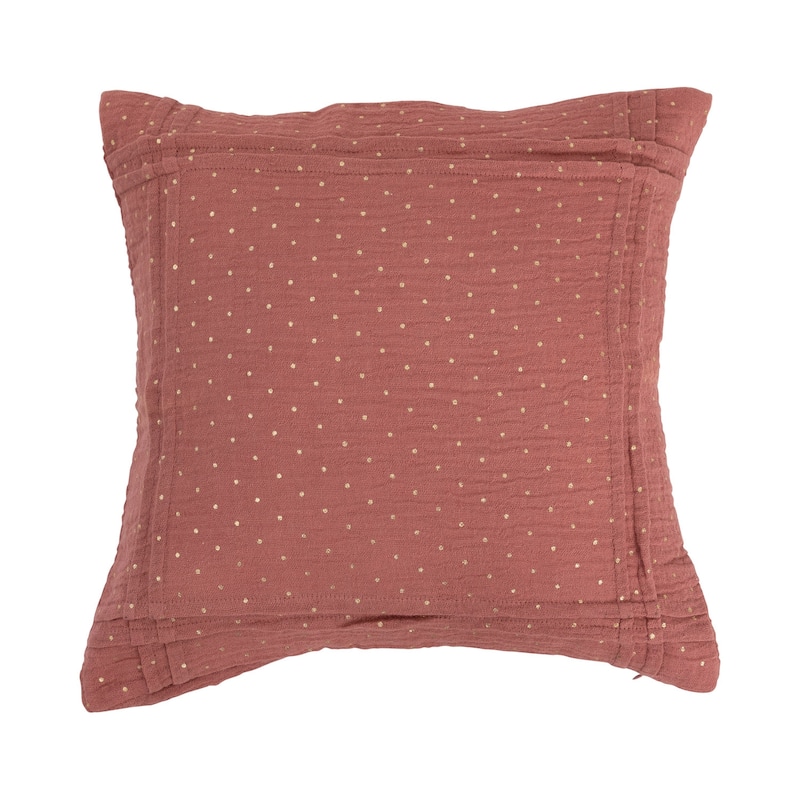 Cotton Double Cloth Pleated Pillow with Gold Foil Dots
