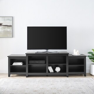 Porch and Den 80-Inch Tier Top TV Stand Console (Solid Black)