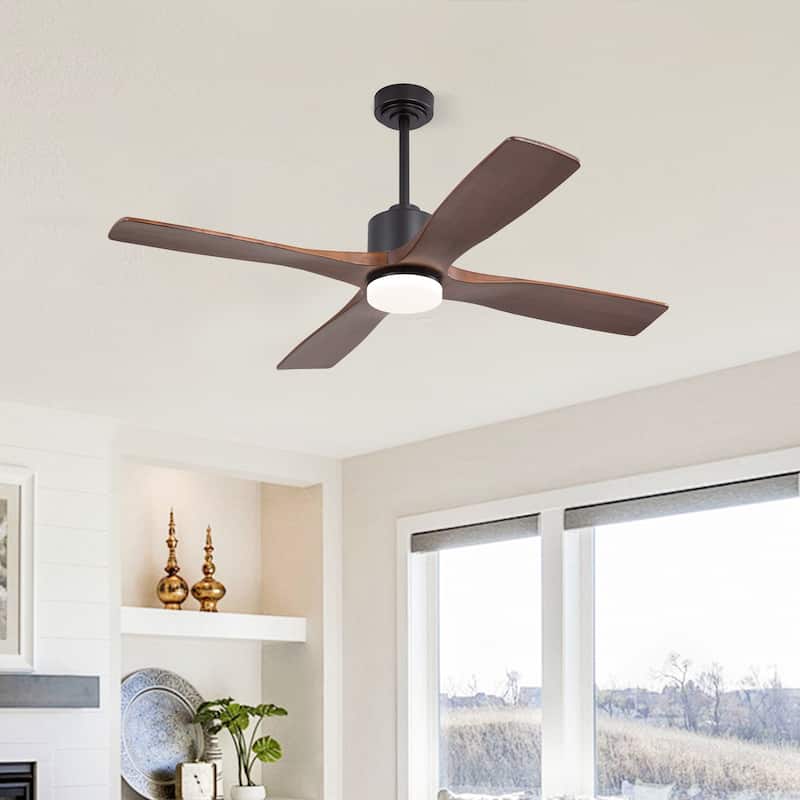MLiAN 54 inch Solid Wood Indoor Ceiling Fan with Light Kit and Remote - 54 inch