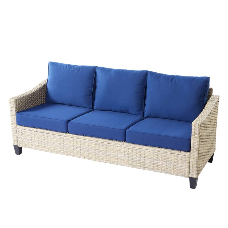 HOOOWOOO 9-piece Wicker Outdoor Patio Seating Set with Fire Pit Table