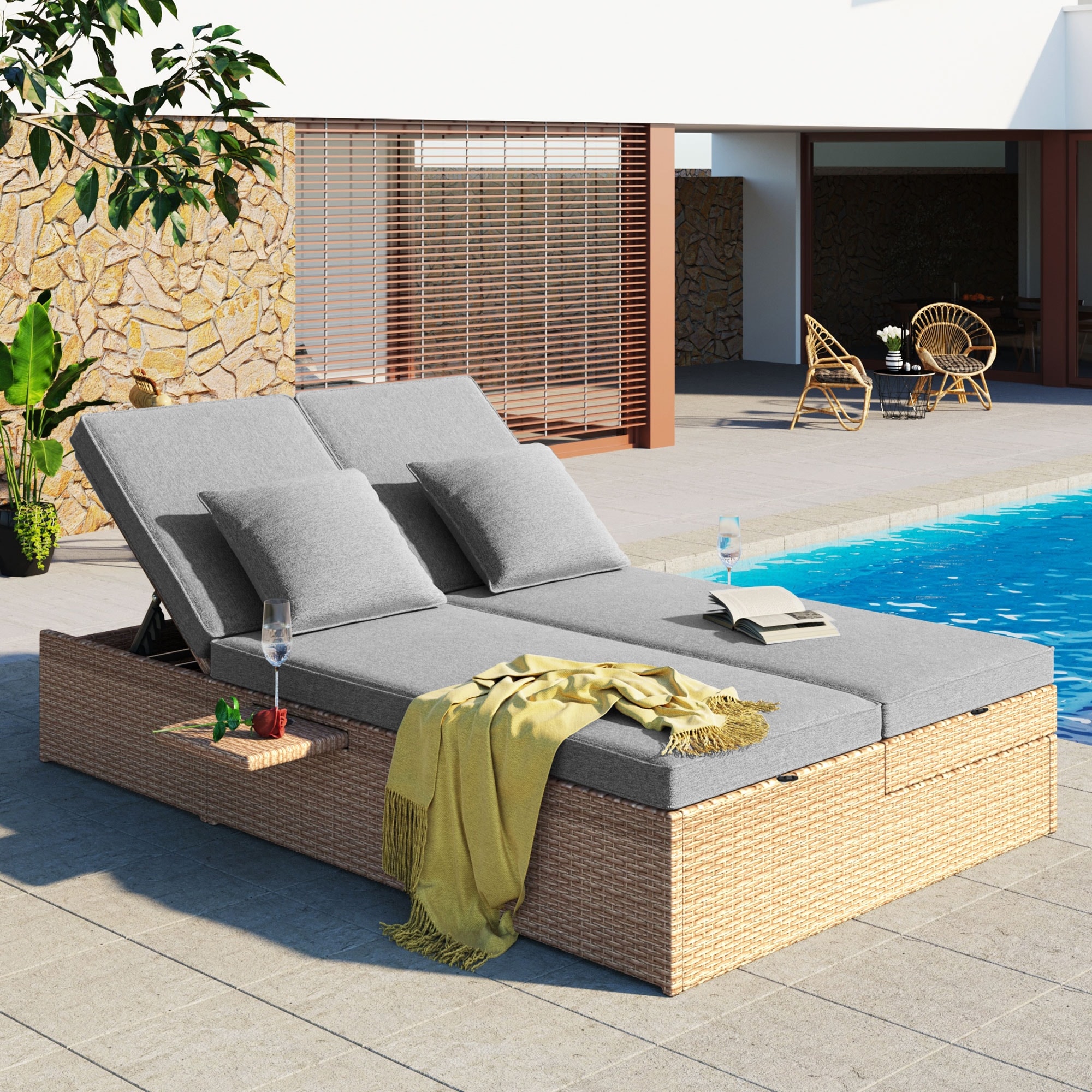 Luxury Adjustable Double Chaise Lounge by Leisure Zone