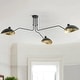 preview thumbnail 3 of 7, Farmhouse Matte Black 3-Light Semi Flush Mount Ceiling Light with Gold Leaf