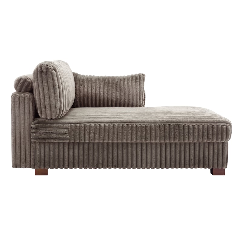 UIXE Upholstered Plush Bedroom Lounge Chairs with Left Armrest & Lumbar Pillow