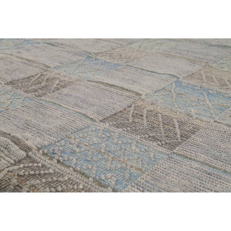 All-Over Checkered Moroccan Area Rug Handmade Wool Carpet - 8'9"x 12'7"