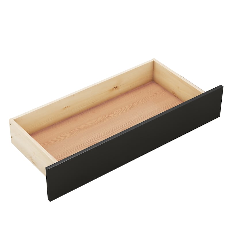 Queen Size Wood Platform Bed with Rattan Headboard, Footboard, and Storage Drawers