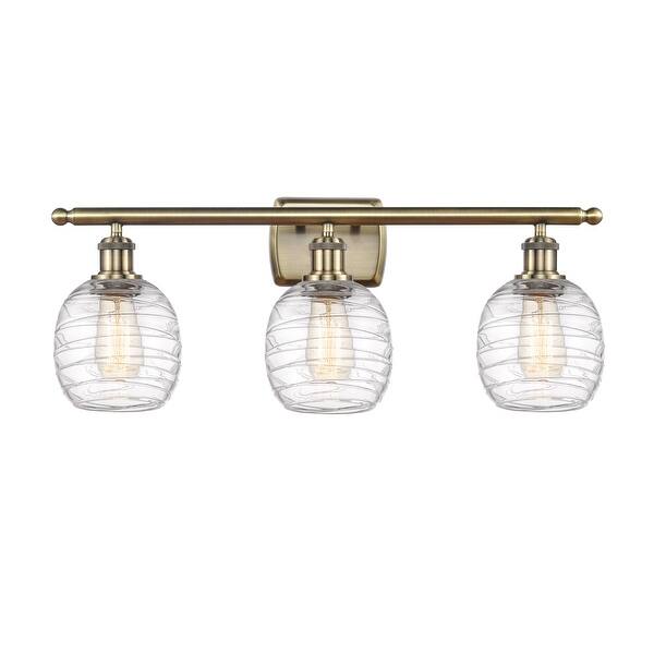 slide 2 of 21, Innovations Lighting Belfast 3 Light 26" Bath Vanity Light Antique Brass