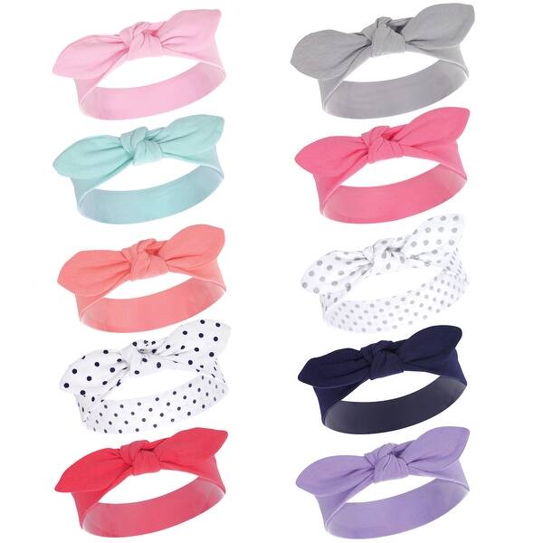 slide 1 of 1, Hudson Baby Infant Girl Cotton Headbands 10pk, Bright Colors, 0-24 Months - Bright Colors Bright Colors - 0-24 Months