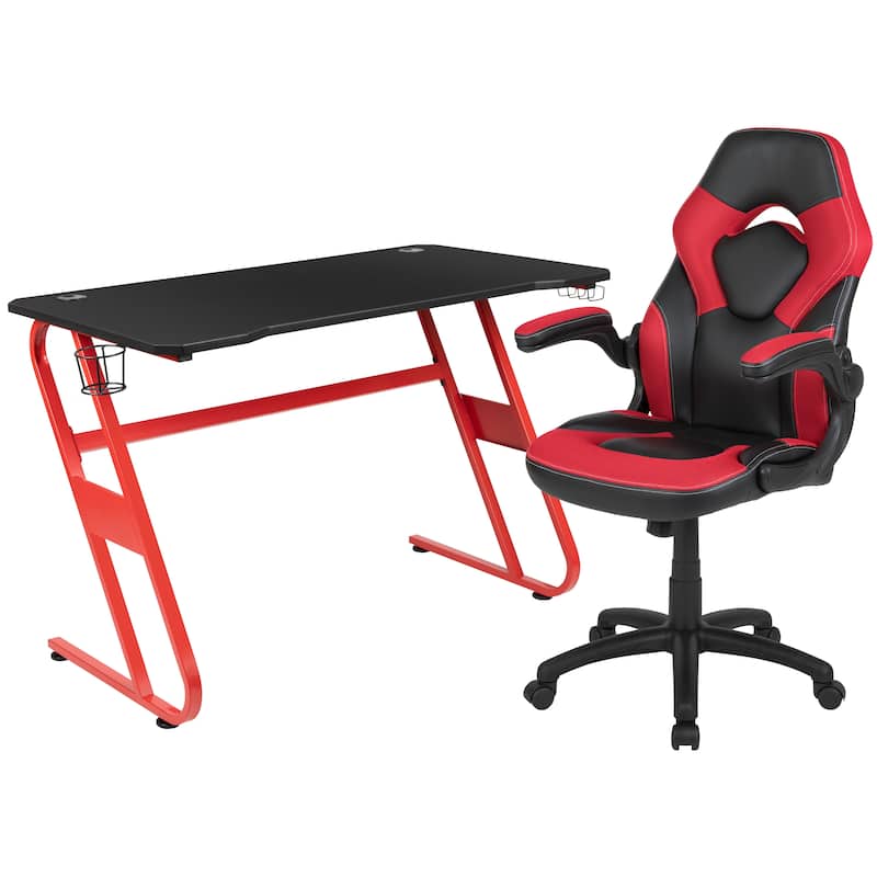 Gaming Desk and Chair Set with Cup Holder and Headphone Hook - Desk Bundle