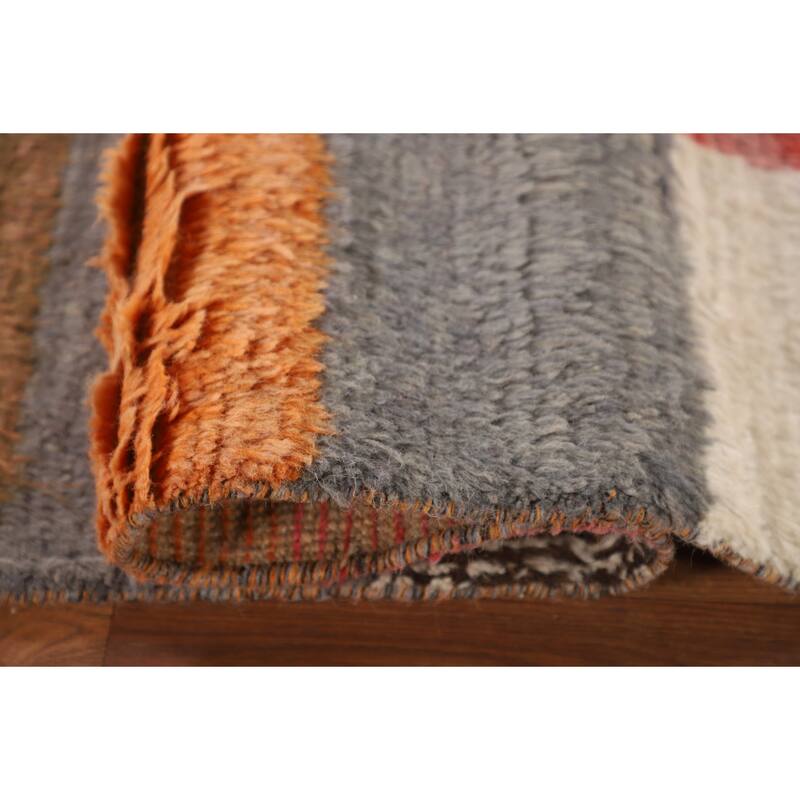 Checkered Moroccan Oriental Area Rug Handmade Geometric Wool Carpet - 5'10" x 9'7"
