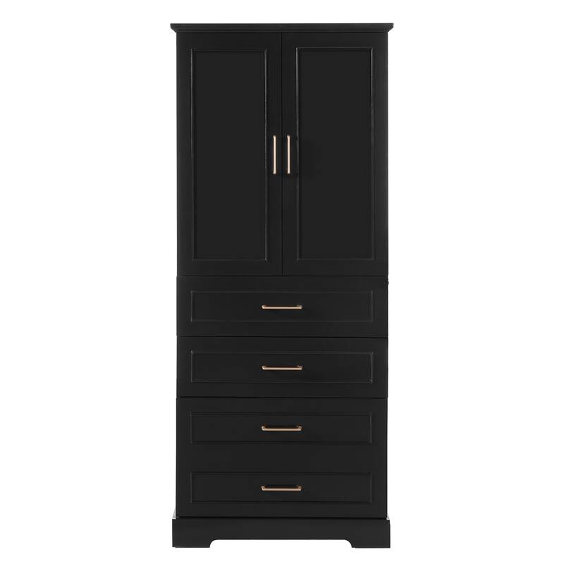 72.2"Tall Freestanding Bathroom Cabinet with 3 Drawers, Adjustable Shelf, Soft-Close Doors, MDF Panels, Steel Handles