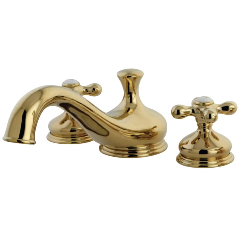 Kingston Brass Heritage Widespread Deck Mounted Roman Tub Filler with - Polished Brass