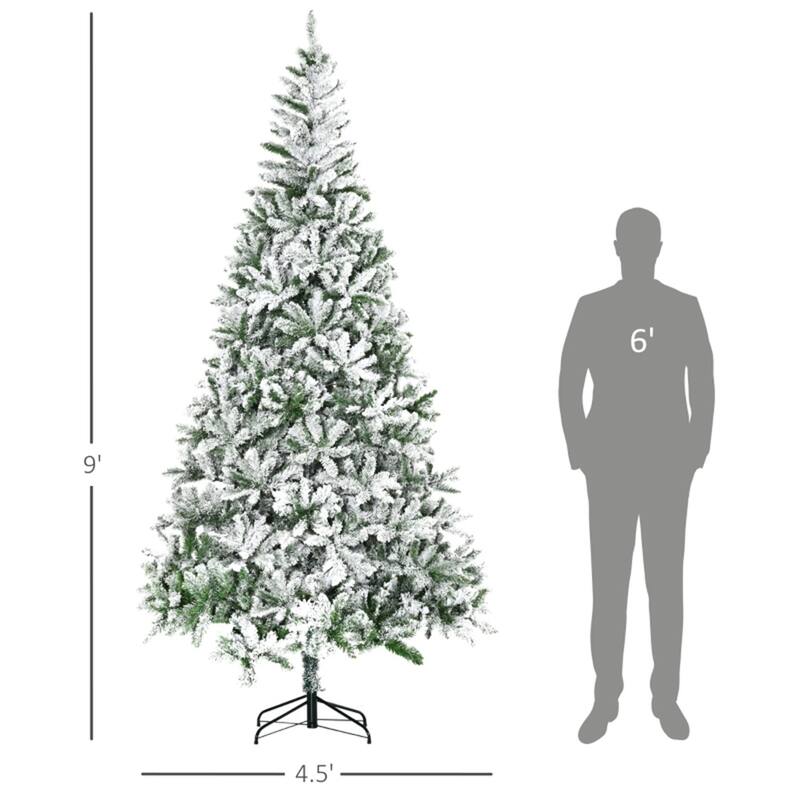 Green-White PVC Steel Snow Flocked Pine Christmas Tree with Stand