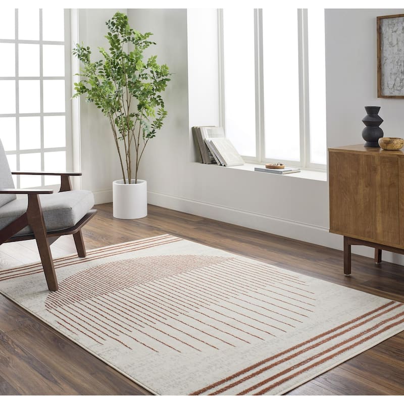 Livabliss Floransa Minimalist Ombre Area Rug - Light Gray/Burnt Orange/Medium Gray/Charcoal - 7' 10" x 10'