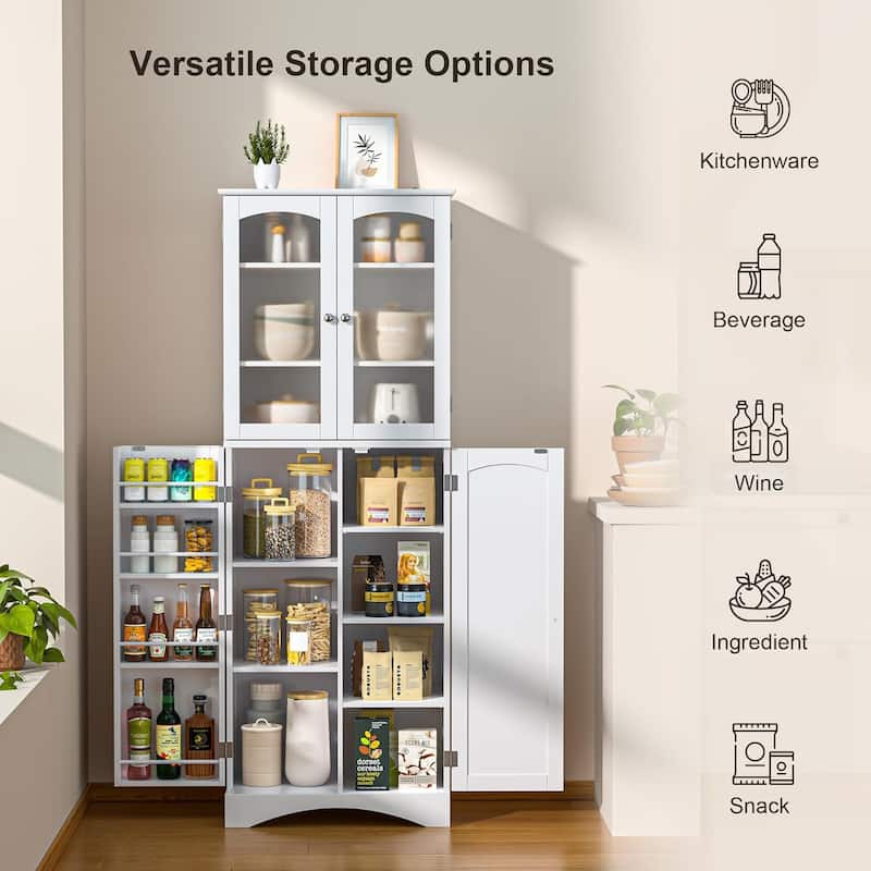 64 inches Tall Kitchen Storage Pantry Cabinet with Adjustable Shelves