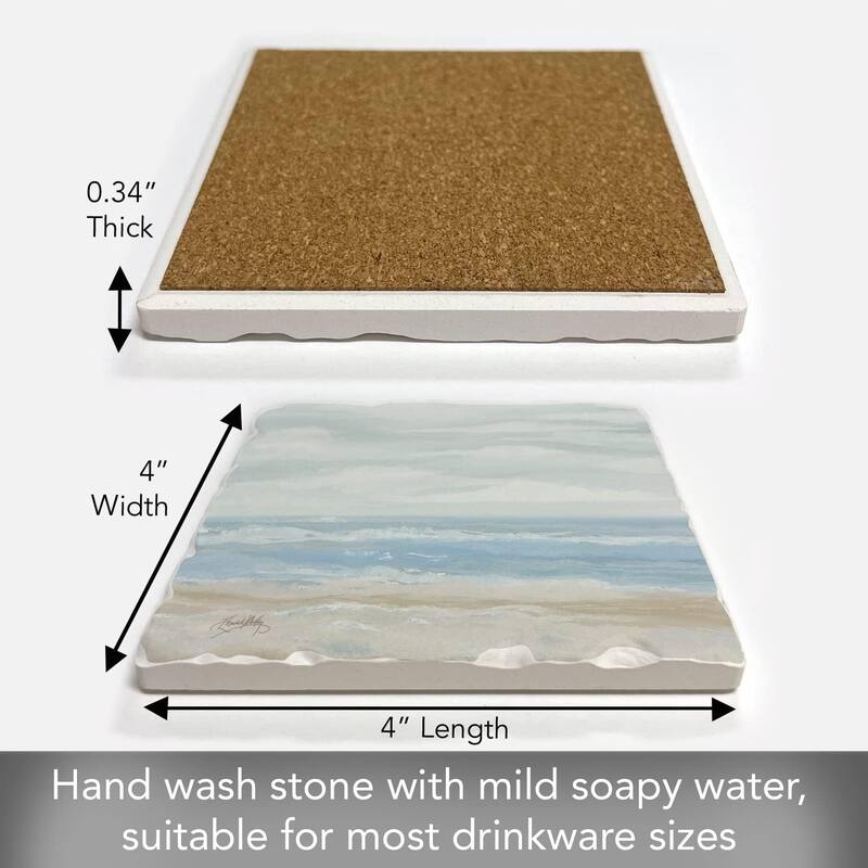 Absorbent Stone Tumbled Tile Coasters, Calm Sea, Set of 4