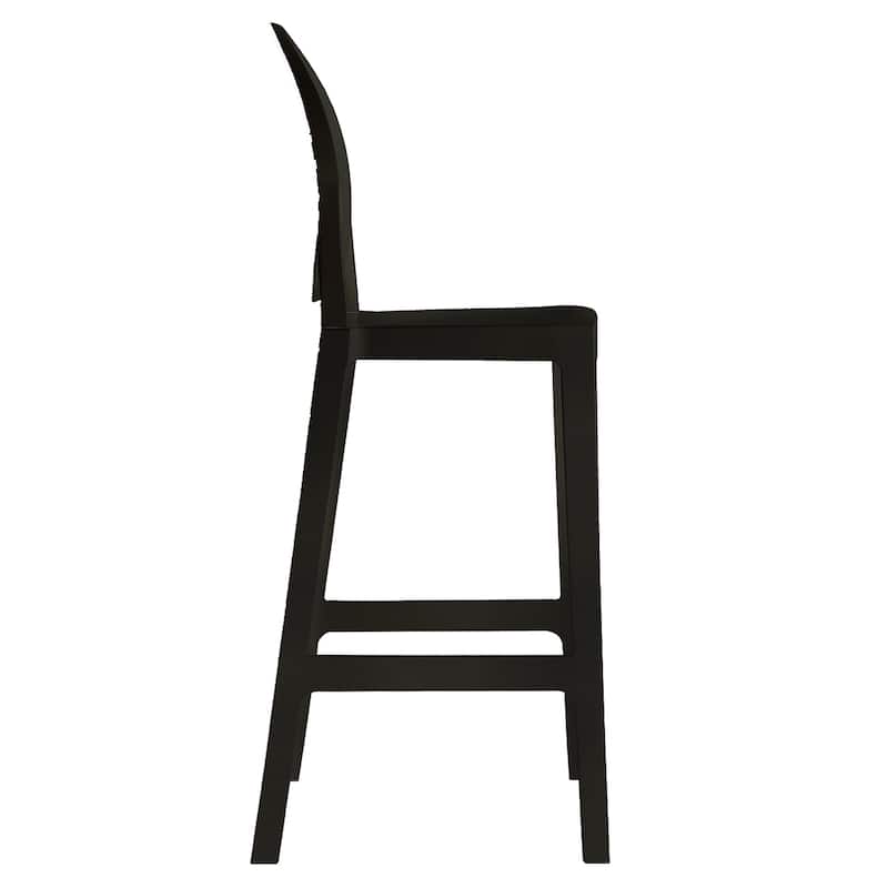 Set of 2 Smoke Modern 30" Seat Bar Stool Counter Height With Back Plastic Chairs For Home Restaurant Office