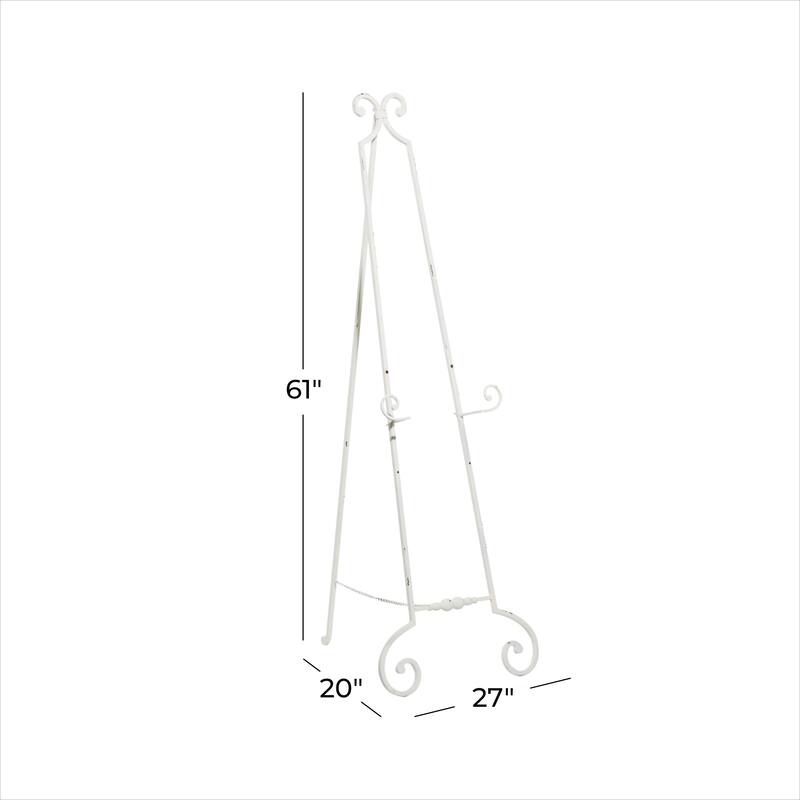 Metal Scroll Large Adjustable 3 Tier Display Easel with Chain Support - White - Roche River Decor