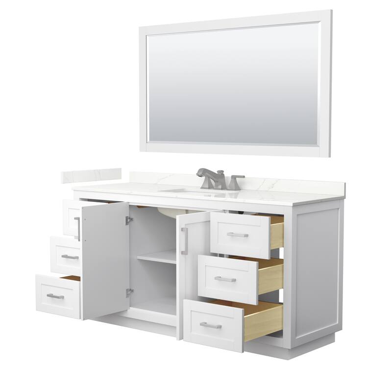 Miranda 66-inch Single Vanity, Quartz Top, 58-inch Mirror