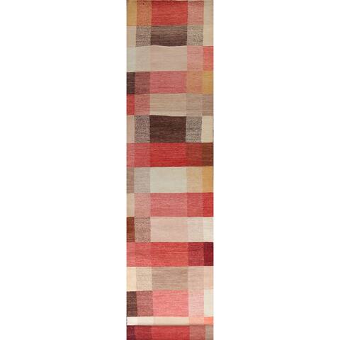 Modern Gabbeh Kashkoli Oriental Wool Runner Rug Hand-knotted Carpet - 2'7" x 20'7"
