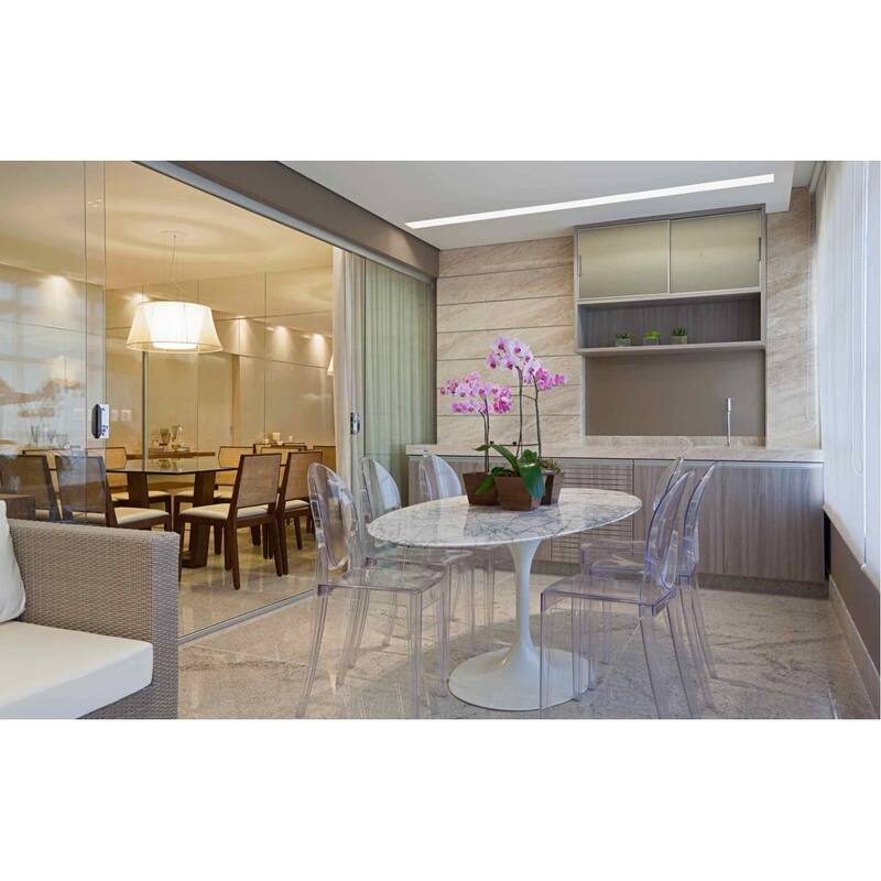 Set of 2 Clear Modern Dining Chair Molded Armless No Arm Side Stackable Plastic Home Office Kitchen Work