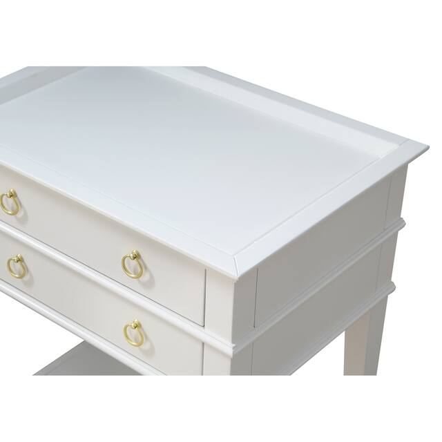 Collette White 2-Drawer Tray Top Nightstand by Greyson Living