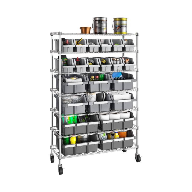 Seville Classics Platinum Commercial 7-Tier NSF 22-Bin Rack Storage System